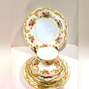 Vtg Beautiful Kings Court 7PC SET Rose Bud Pattern Japan